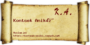 Kontsek Anikó névjegykártya